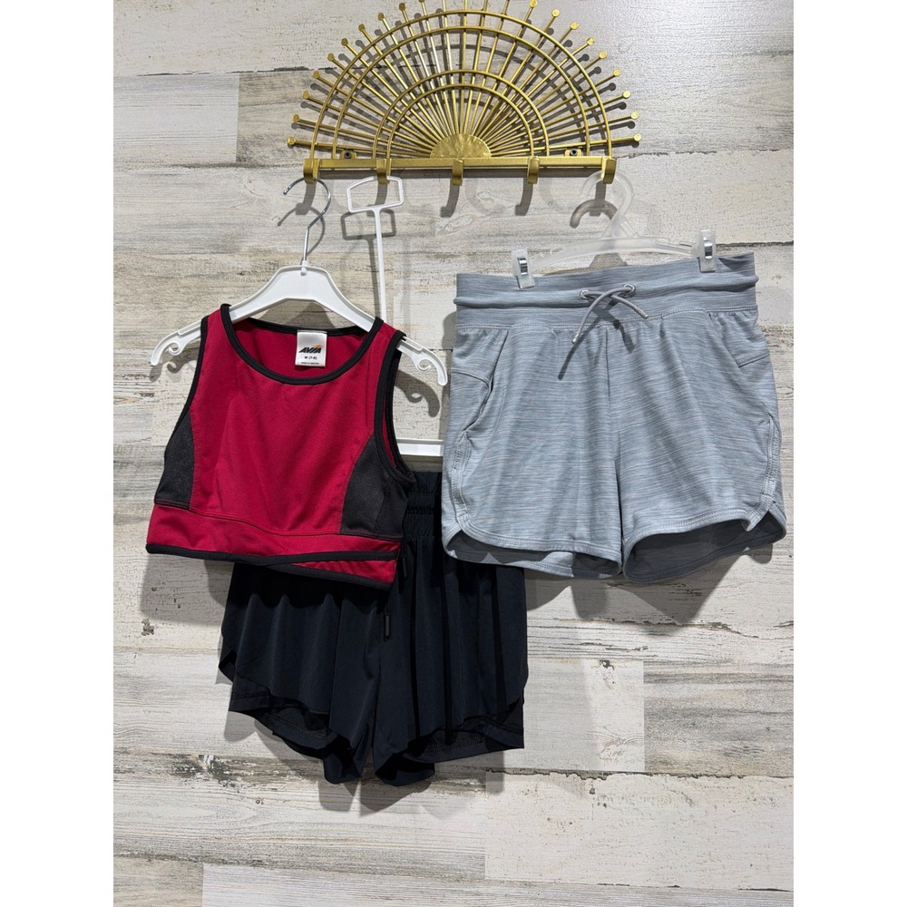 Avia Tek Gear All In Motion Active Set Girls 7 8 Activwear Shorts Top EUC